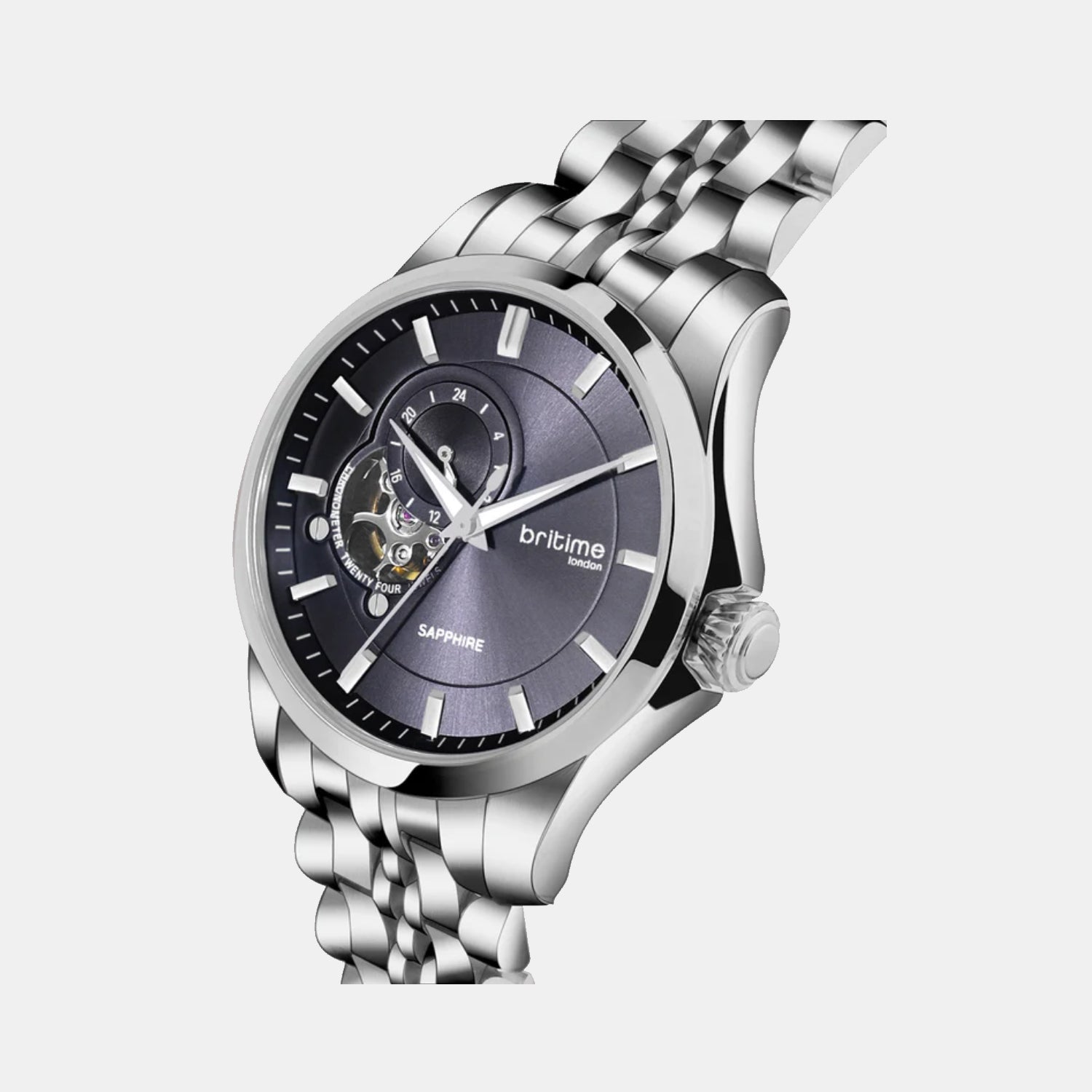 Men Automatic Blue Dial Analog Metal Watch 166-M10501