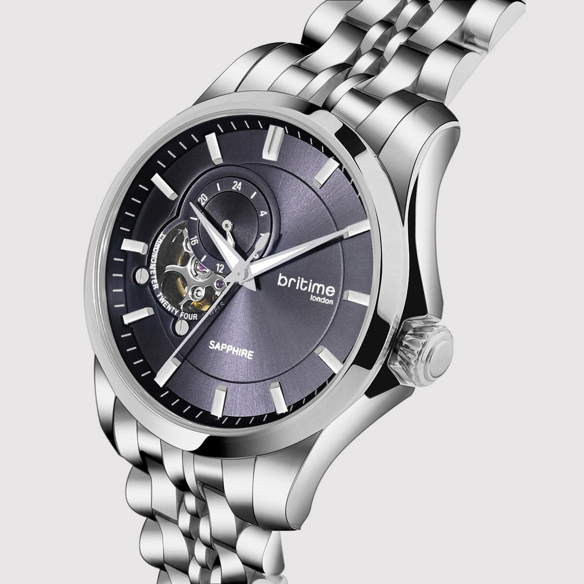 Men Automatic Black Dial Analog Metal Watch 166-M10501