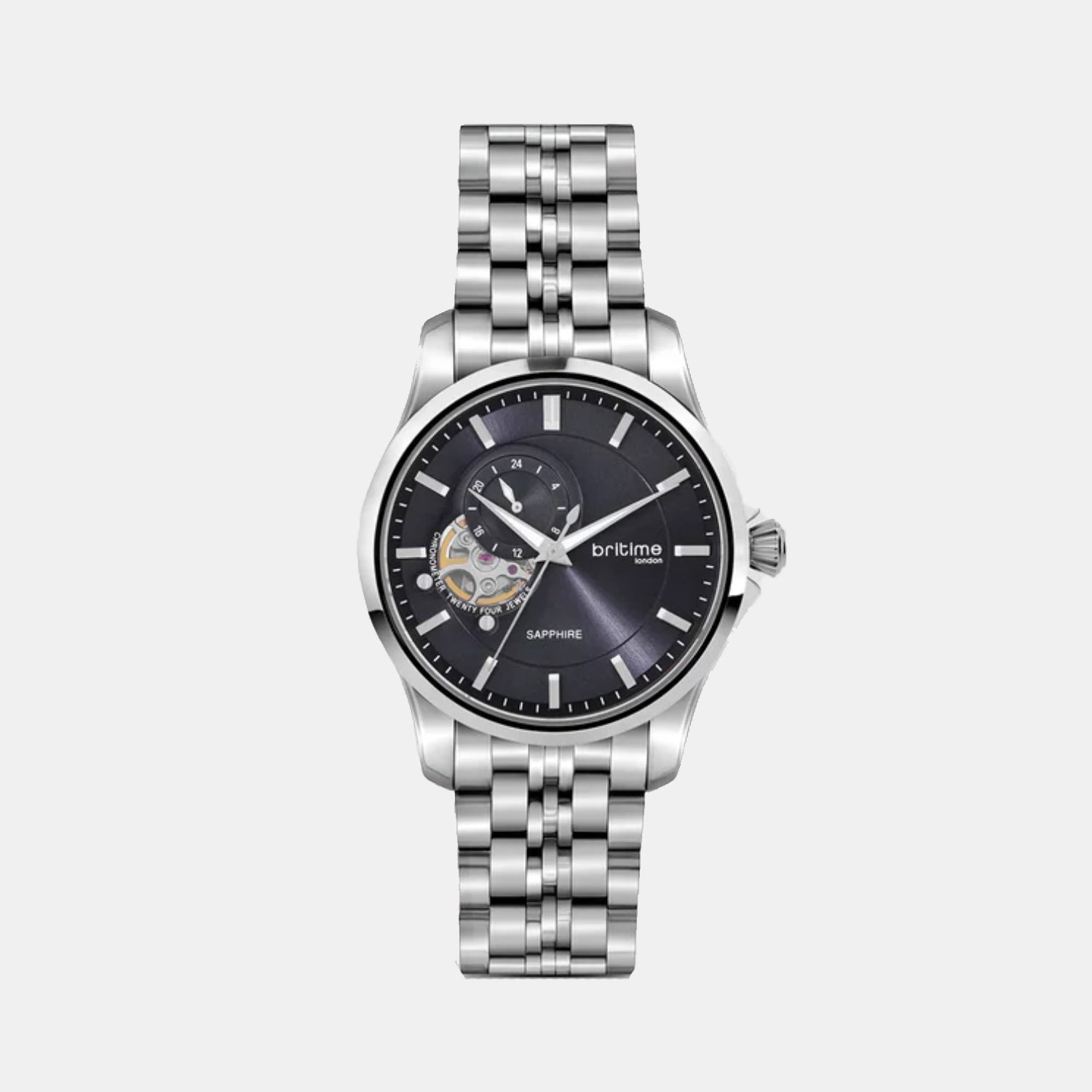 Men Automatic Blue Dial Analog Metal Watch 166-M10501