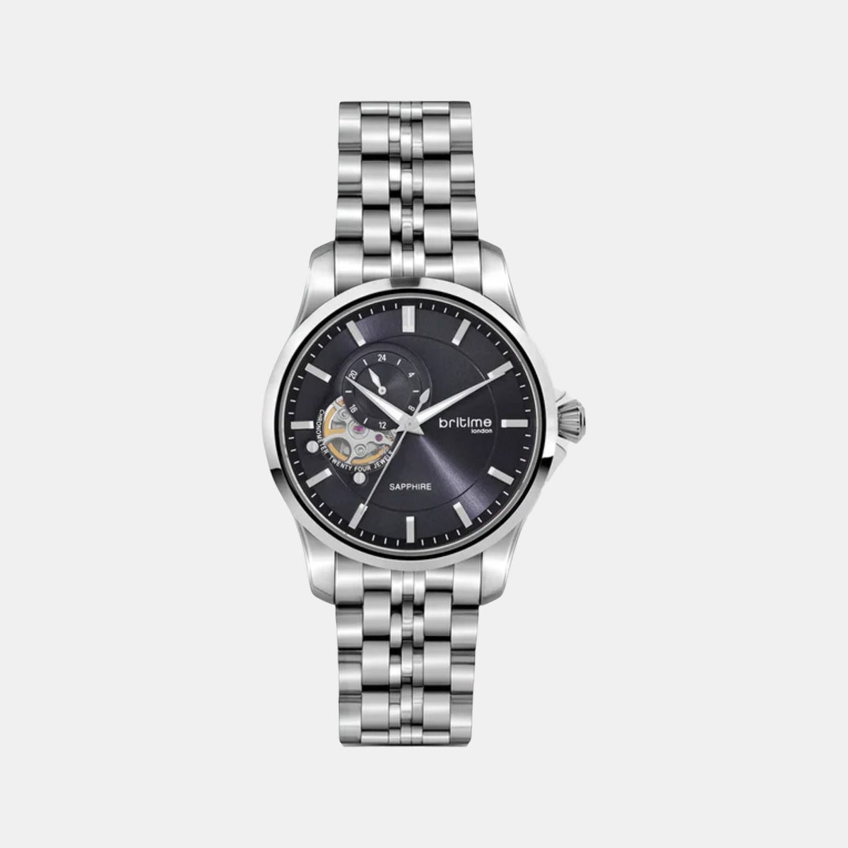Men Automatic Black Dial Analog Metal Watch 166-M10501