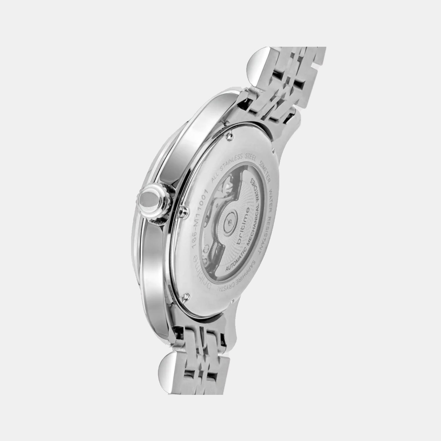 Men Automatic Pink Dial Analog Metal Watch 166-M11001