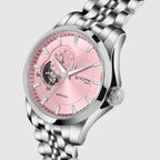 Men Automatic Pink Dial Analog Stainless Steel Watch 166-M11001