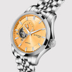 Men Automatic Yellow Dial Analog Stainless Steel Watch 166-M11301