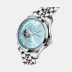 Men Automatic Sea Blue Dial Analog Metal Watch 166-M11701