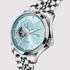 Men Automatic Blue Dial Analog Stainless Steel Watch 166-M11701