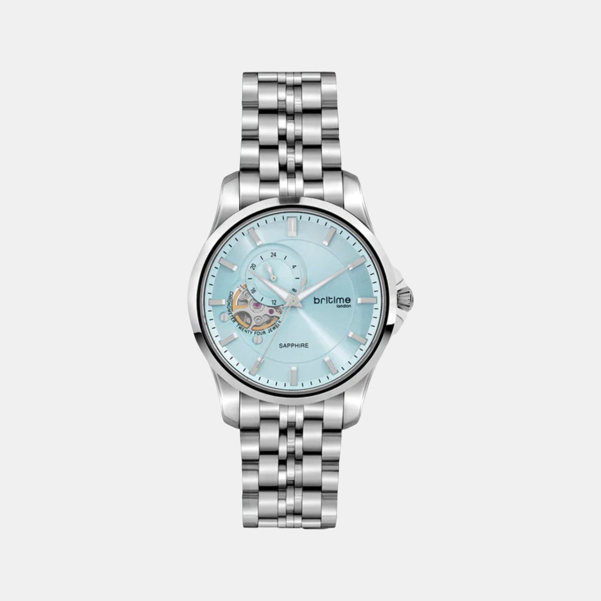 Men Automatic Blue Dial Analog Metal Watch 166-M11701