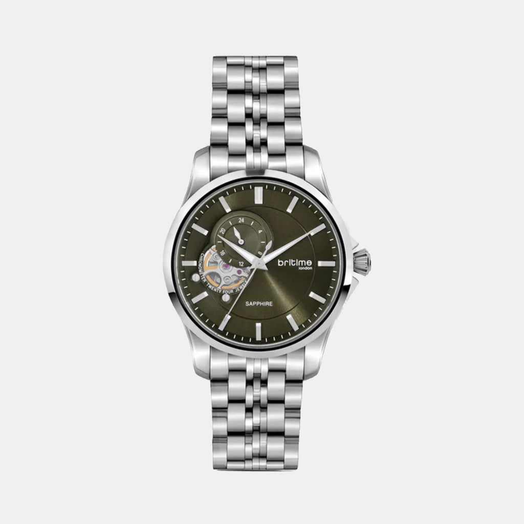 Men Automatic Green Dial Analog Metal Watch 166-M11801