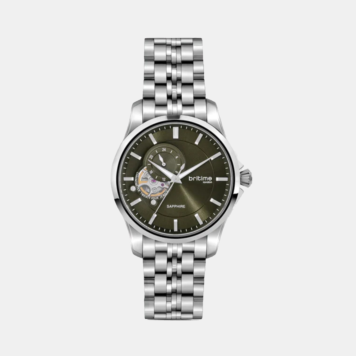 Men Automatic Green Dial Analog Metal Watch 166-M11801