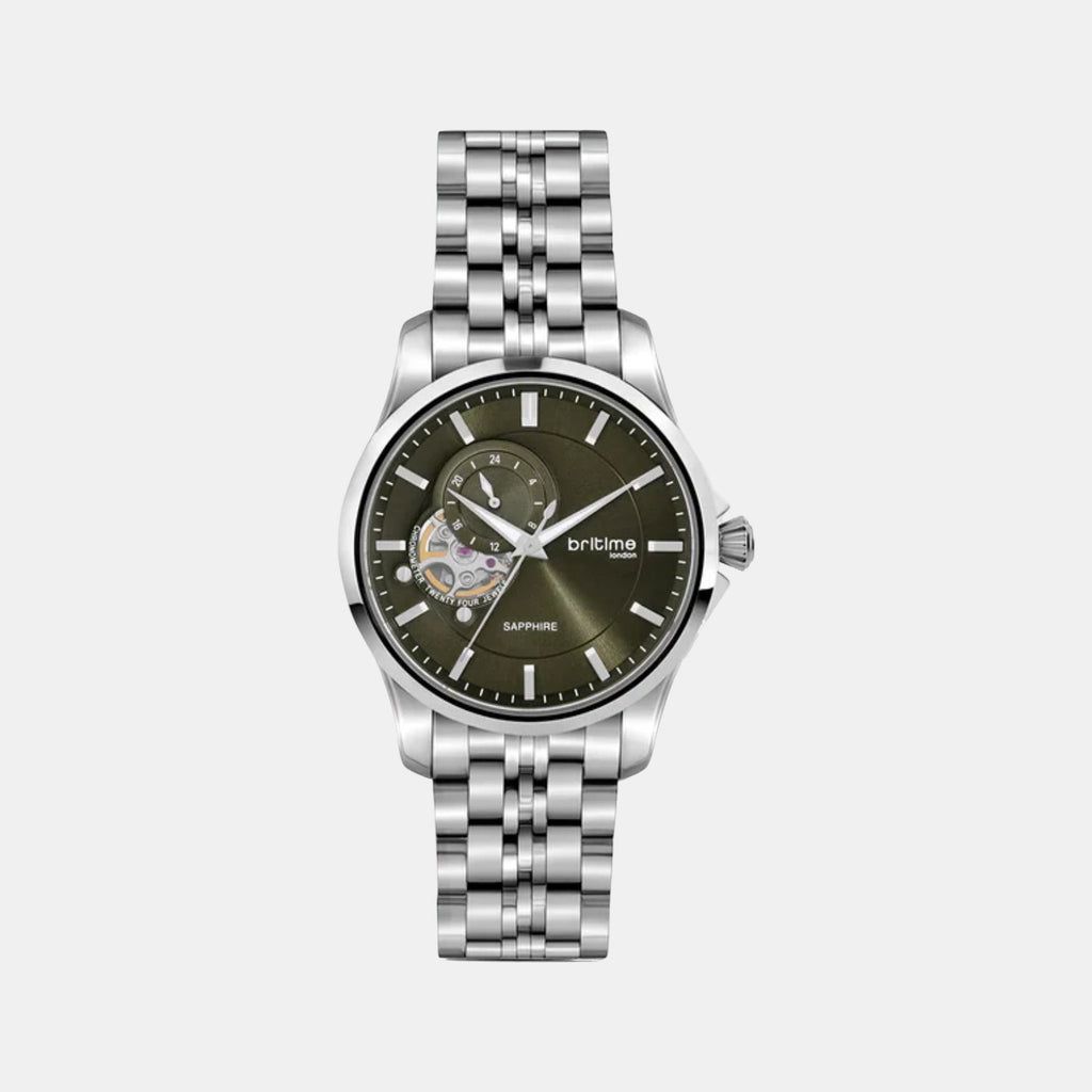 Men Automatic Green Dial Analog Metal Watch 166-M11801