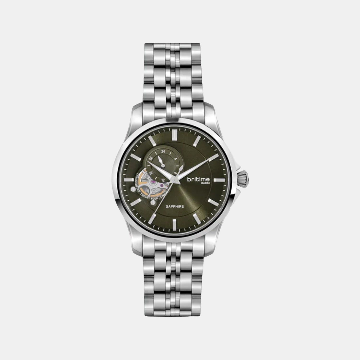 Men Automatic Green Dial Analog Metal Watch 166-M11801