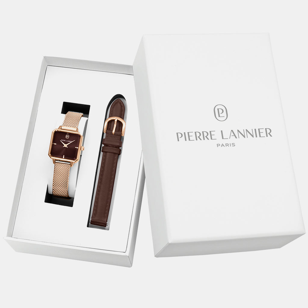 Leonor Women Quartz Brown Dial Analog Mesh Watch 168F788