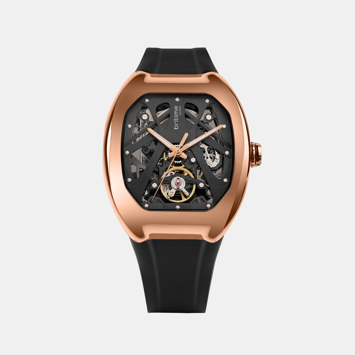 Men Automatic Black Dial Analog Pu Watch 171-P30406