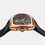 Men Automatic Black Dial Analog Pu Watch 171-P30406