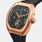 Men Automatic Black Dial Analog Pu Watch 171-P30406