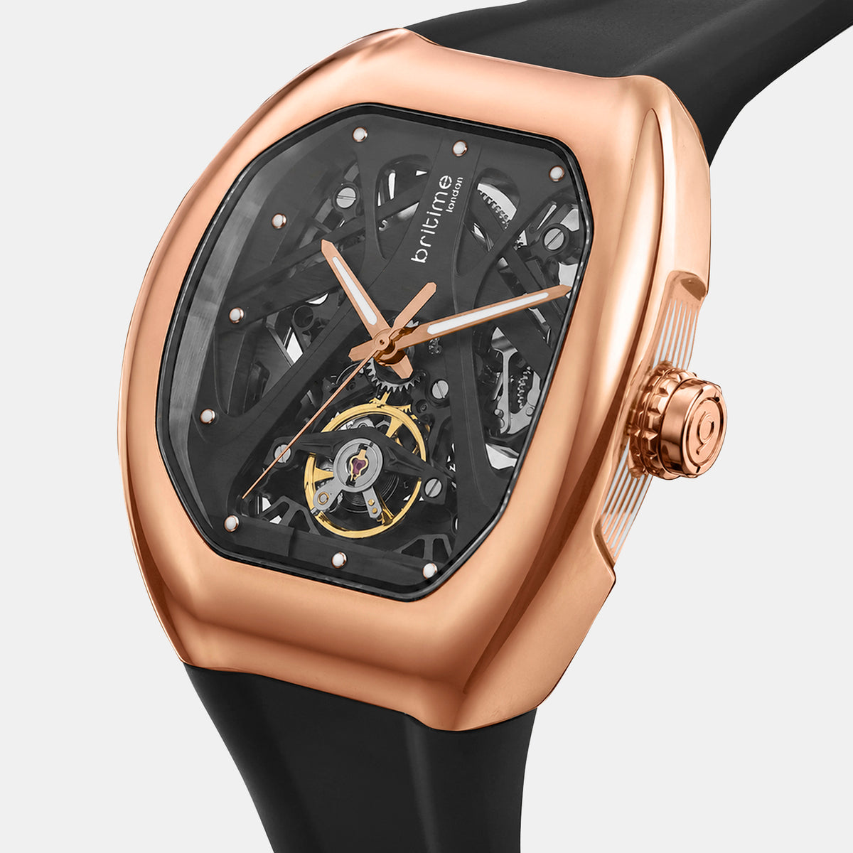 Men Automatic Black Dial Analog Pu Watch 171-P30406