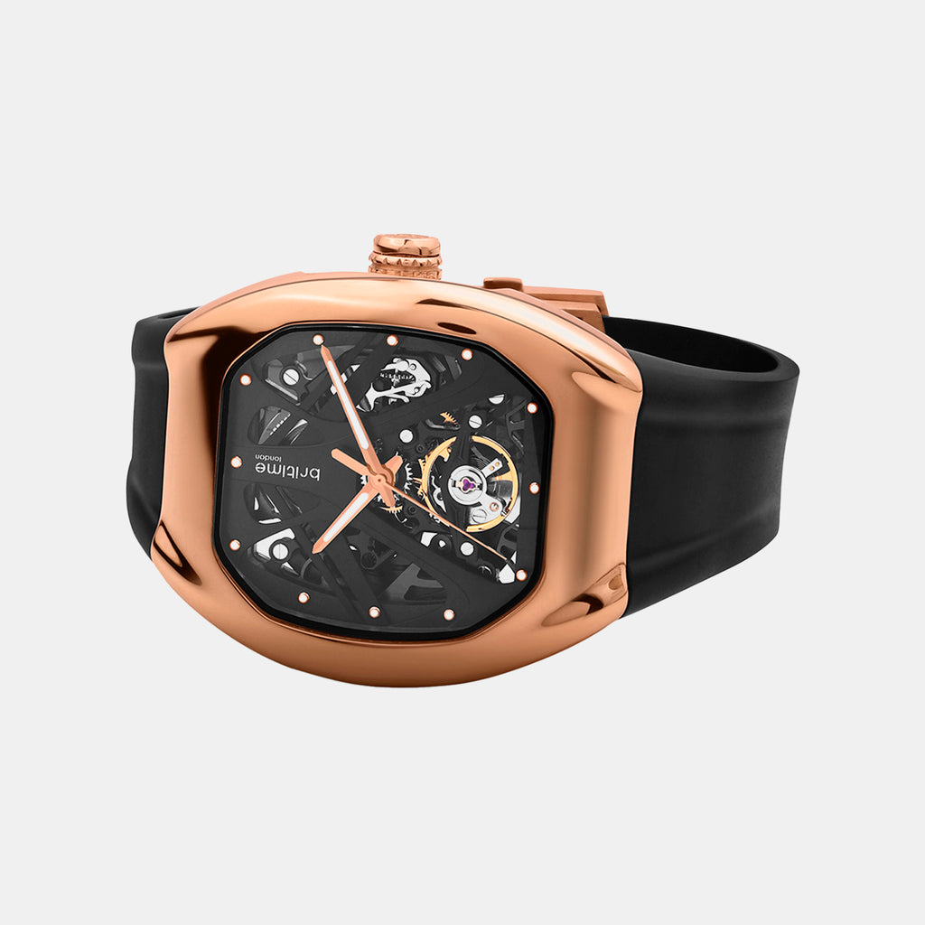 Men Automatic Black Dial Analog Pu Watch 171-P30406