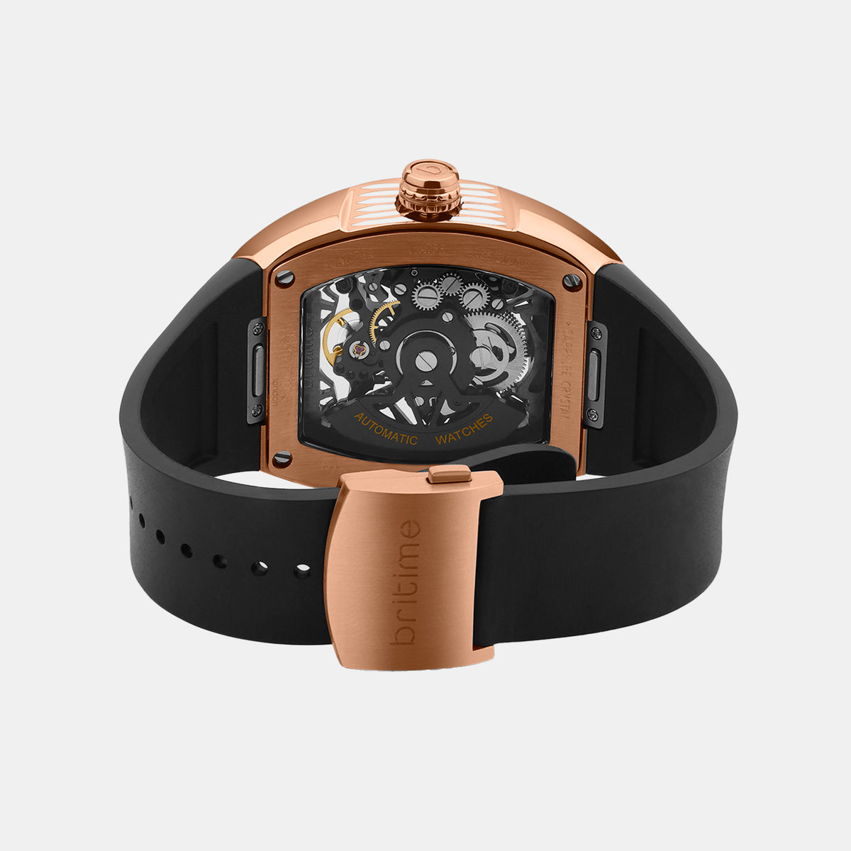 Men Automatic Black Dial Analog Pu Watch 171-P30406