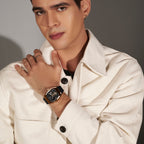 Men Automatic Black Dial Analog Pu Watch 171-P30406