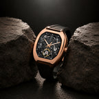 Men Automatic Black Dial Analog Pu Watch 171-P30406