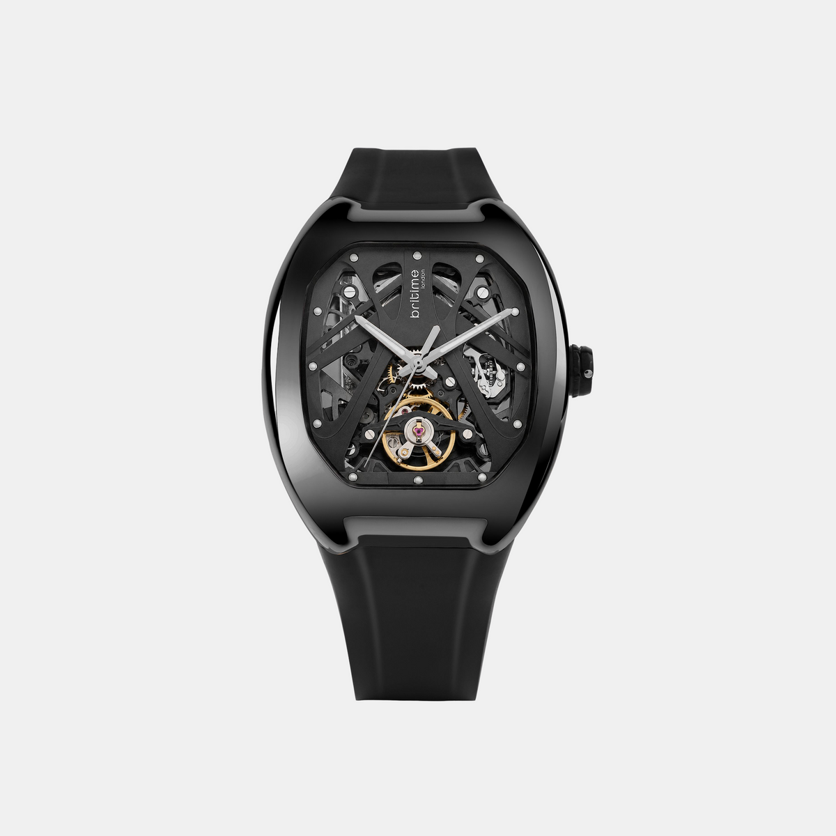 Men Automatic Black Dial Analog Pu Watch 171-P40406