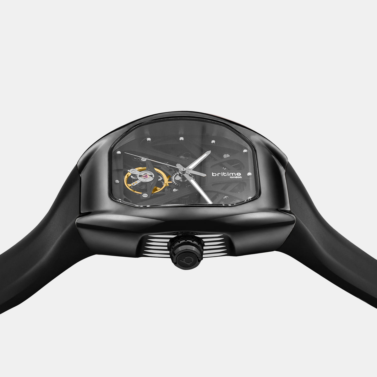 Men Automatic Black Dial Analog Pu Watch 171-P40406