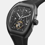 Men Automatic Black Dial Analog Pu Watch 171-P40406