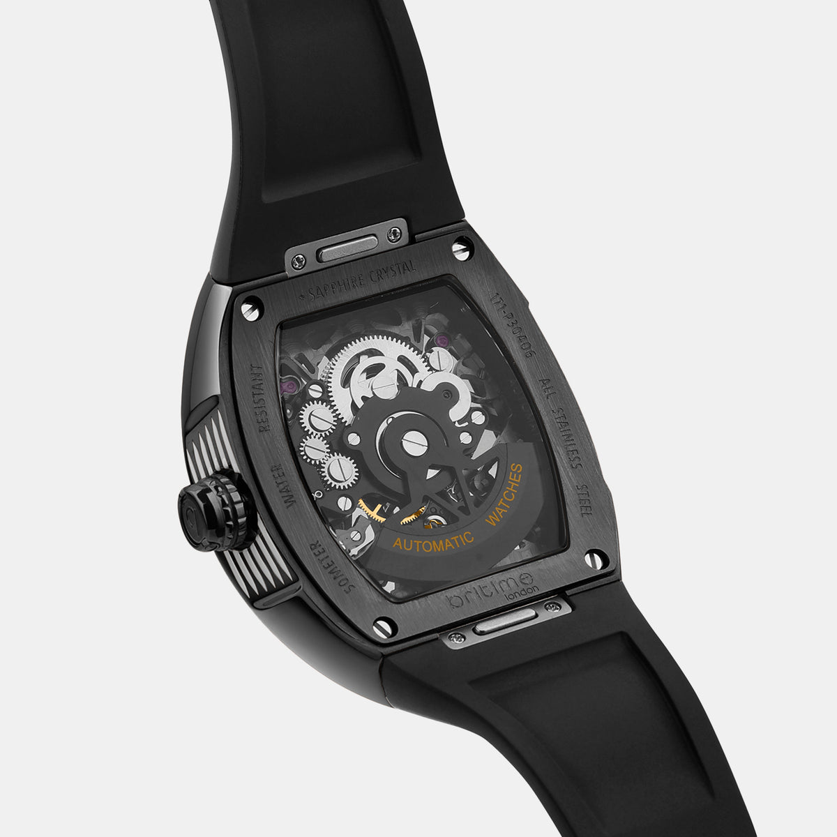 Men Automatic Black Dial Analog Pu Watch 171-P40406