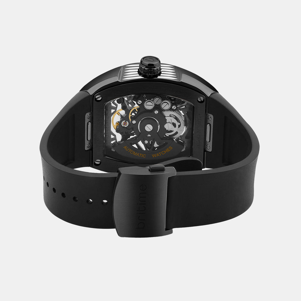 Men Automatic Black Dial Analog Pu Watch 171-P40406