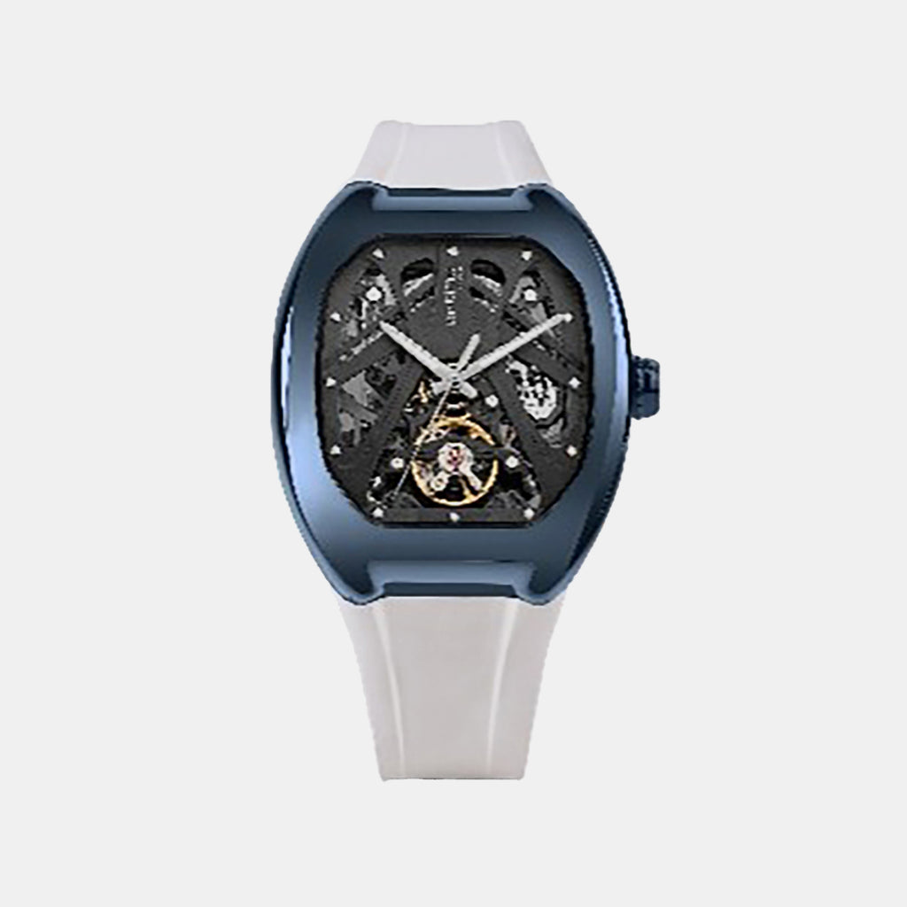 Men Automatic Black Dial Analog Pu Watch 171-P50413