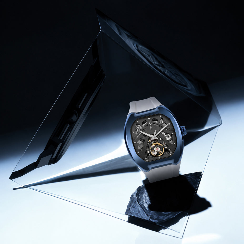 Men Automatic Black Dial Analog Pu Watch 171-P50413