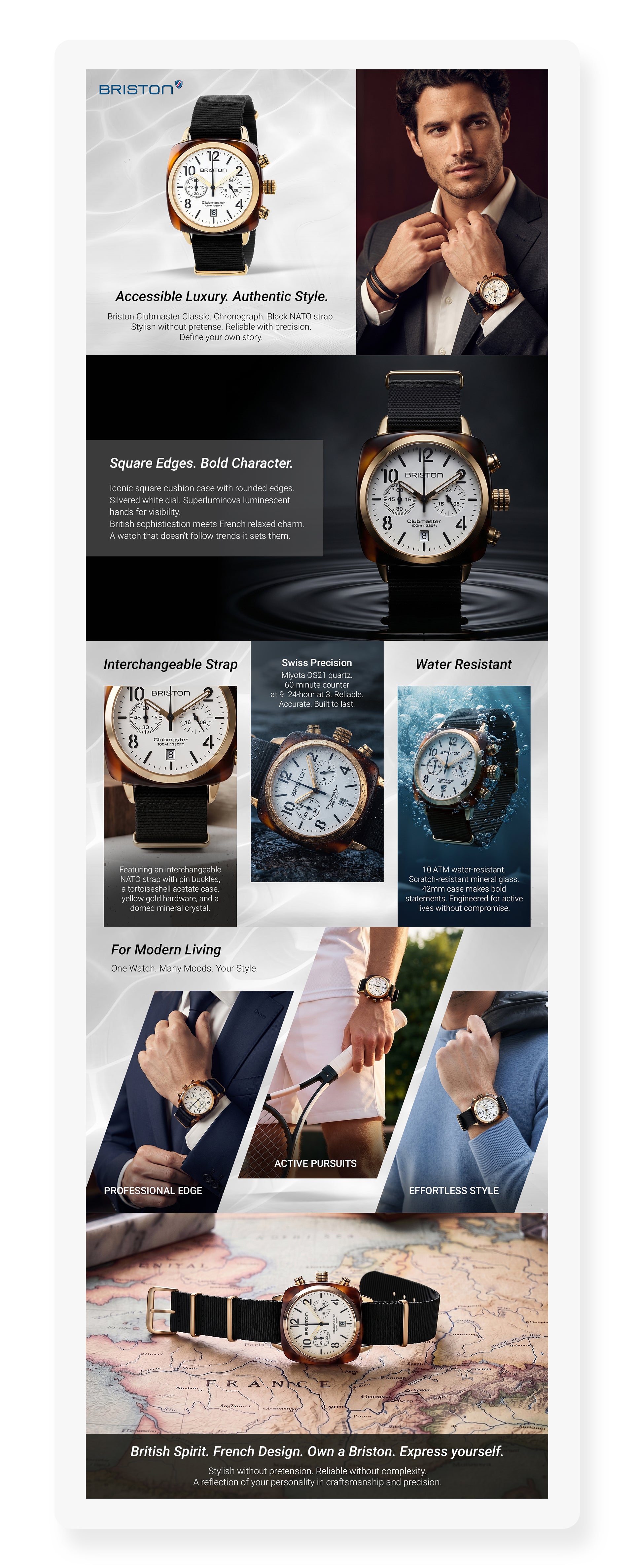 Clubmaster Classic Men Quartz White Dial Chronograph Nato Watch 17140.PYA.T.2.NB