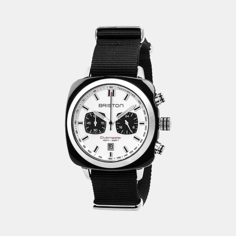 Briston Clubmaster Sport Men Quartz White Dial Chronograph Nato Watch 17142.SA.BS.2.NB-1