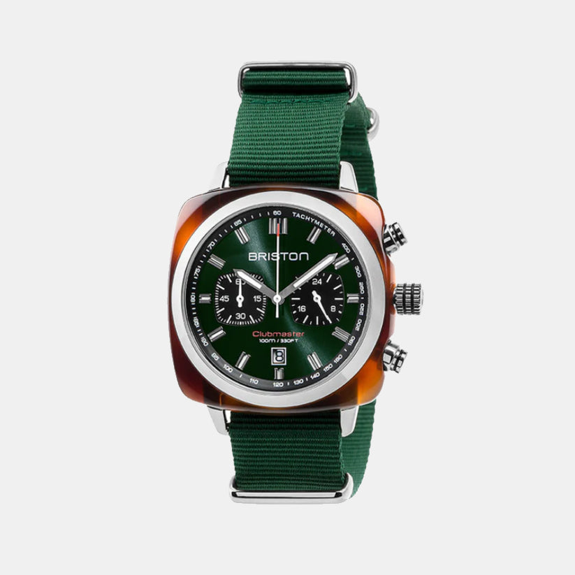 Briston Clubmaster Sport Men Quartz Green Dial Chronograph Nato Watch 17142.SA.TS.10.NBG-1