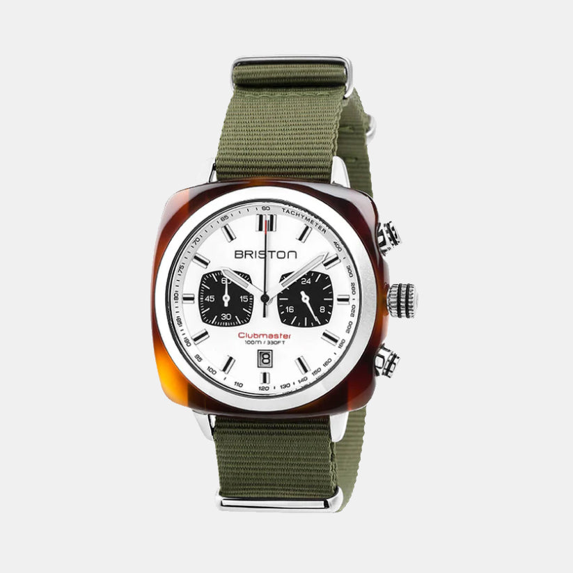 Briston Clubmaster Sport Men Quartz White Dial Chronograph Nato Watch 17142.SA.TS.2.NGA-1