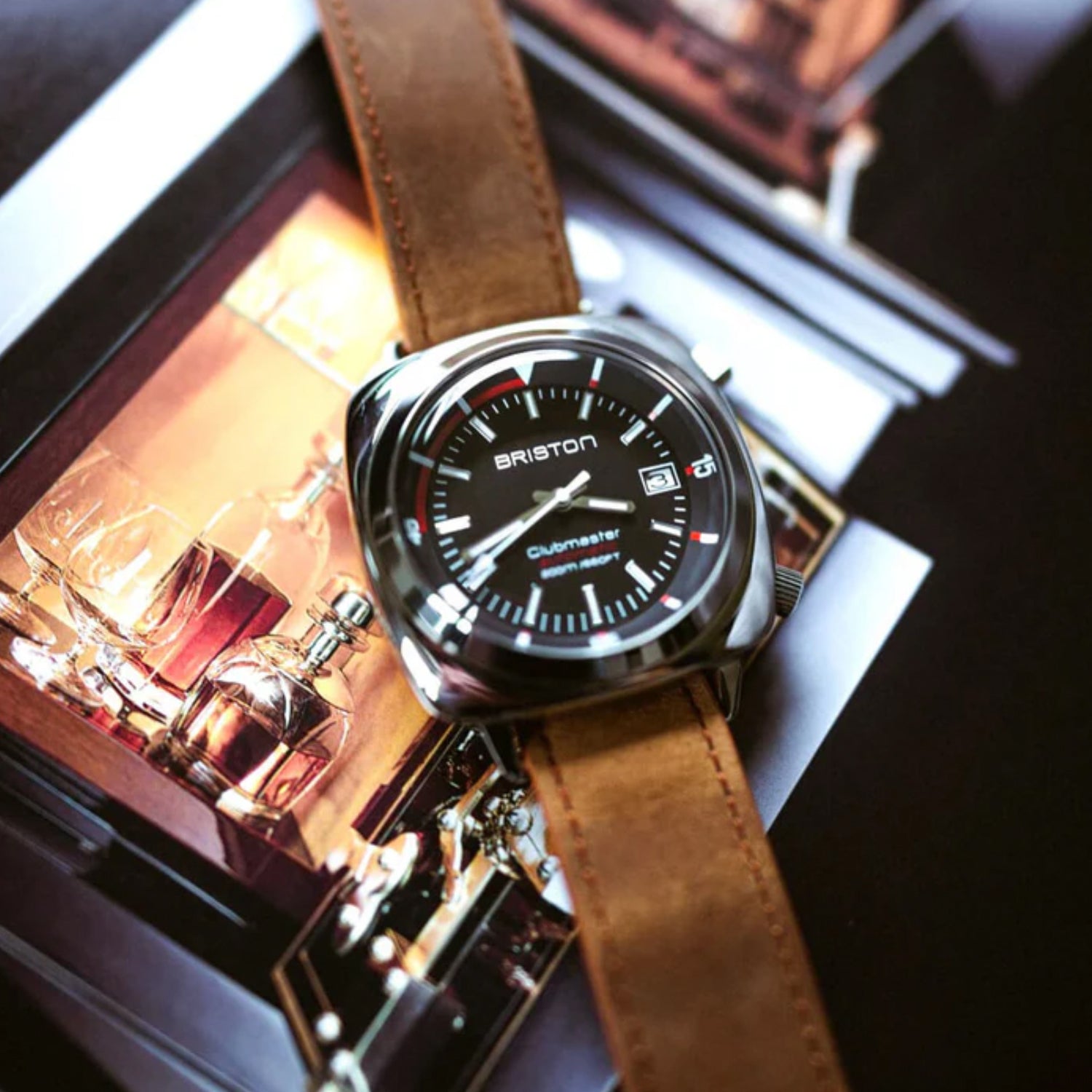 Briston Clubmaster Diver Men Automatic Black Dial Analog Leather Watch 17642.PS.D.1.LVBR-3