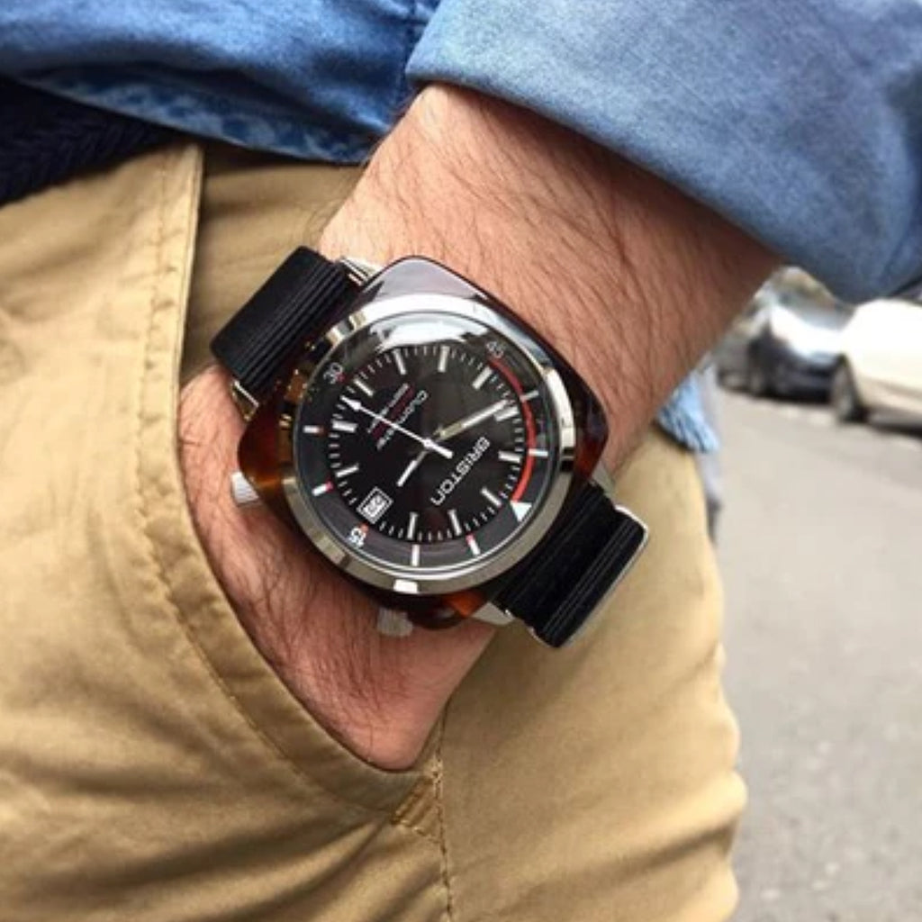 Briston Clubmaster Diver Men Automatic Black Dial Analog Nato Watch 17642.SA.TD.1.NB-3