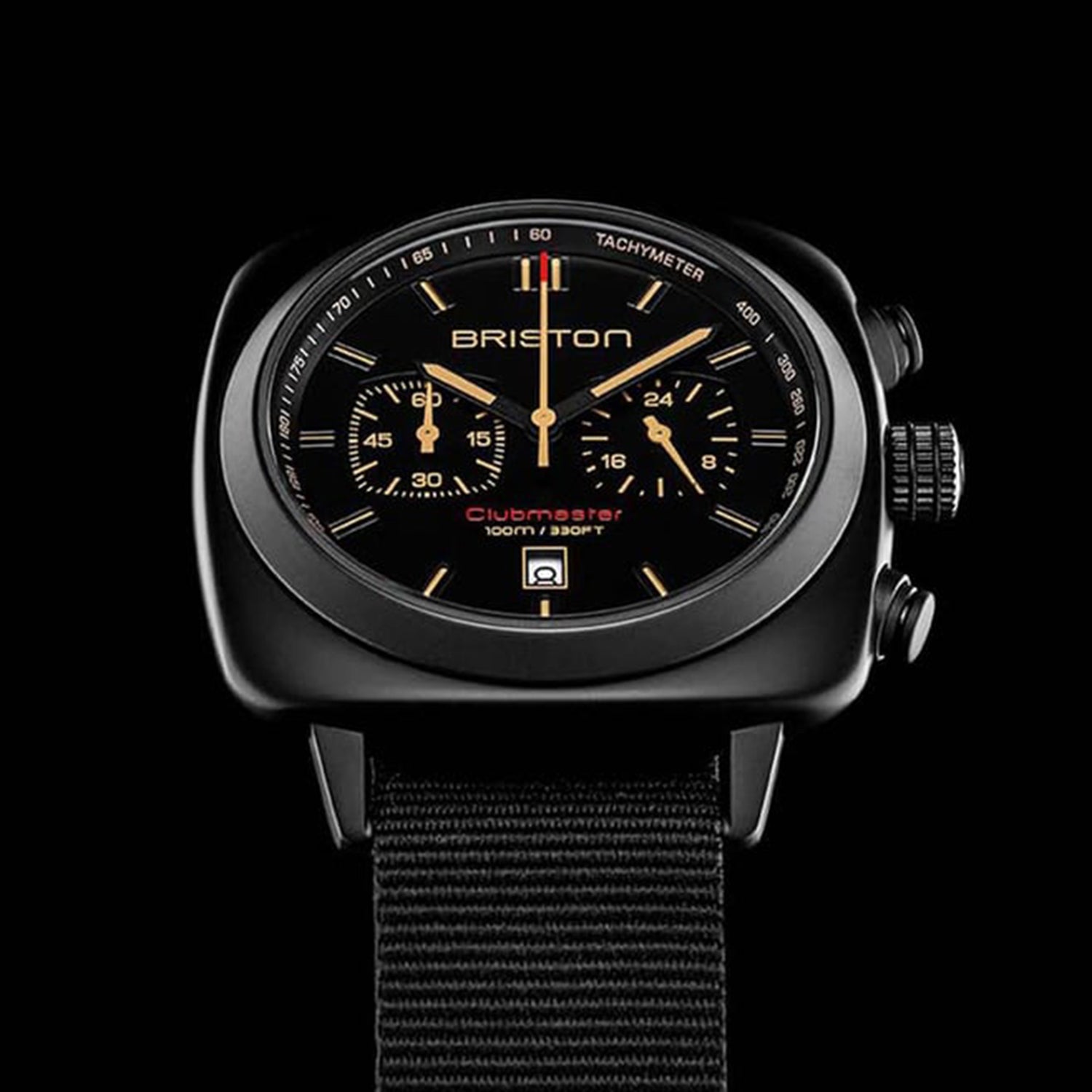 Clubmaster Sport Men Quartz Matt Black Dial Chronograph NATO Watch 18142.PBAM.BS.4.NB