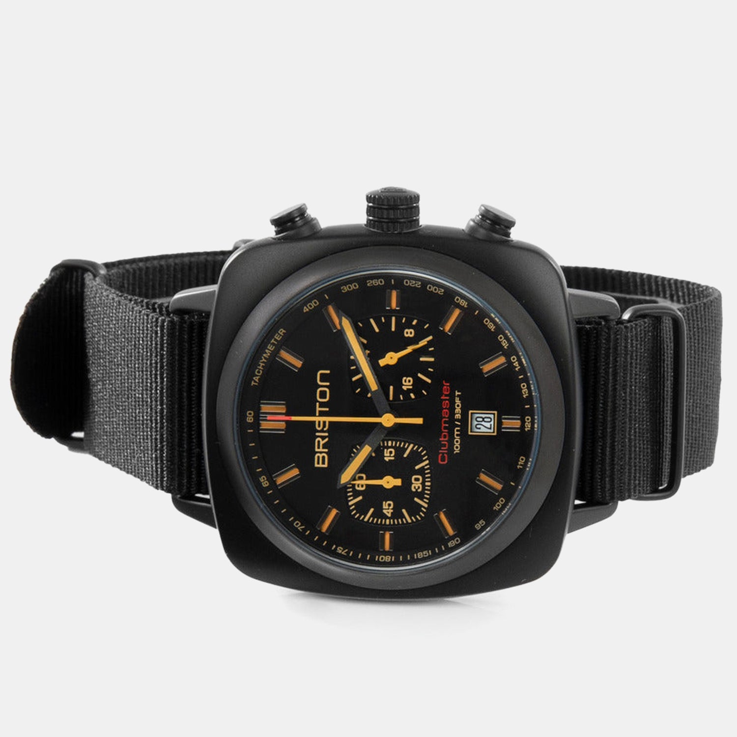 Clubmaster Sport Men Quartz Matt Black Dial Chronograph NATO Watch 18142.PBAM.BS.4.NB