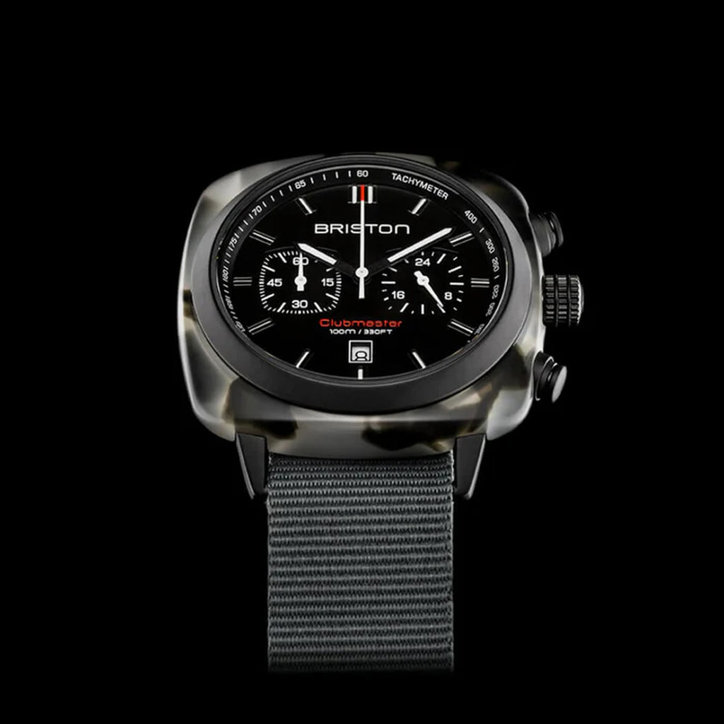Clubmaster Sport Men Quartz Black Dial Chronograph NATO Watch 18142.PBAM.GTS.3.NG