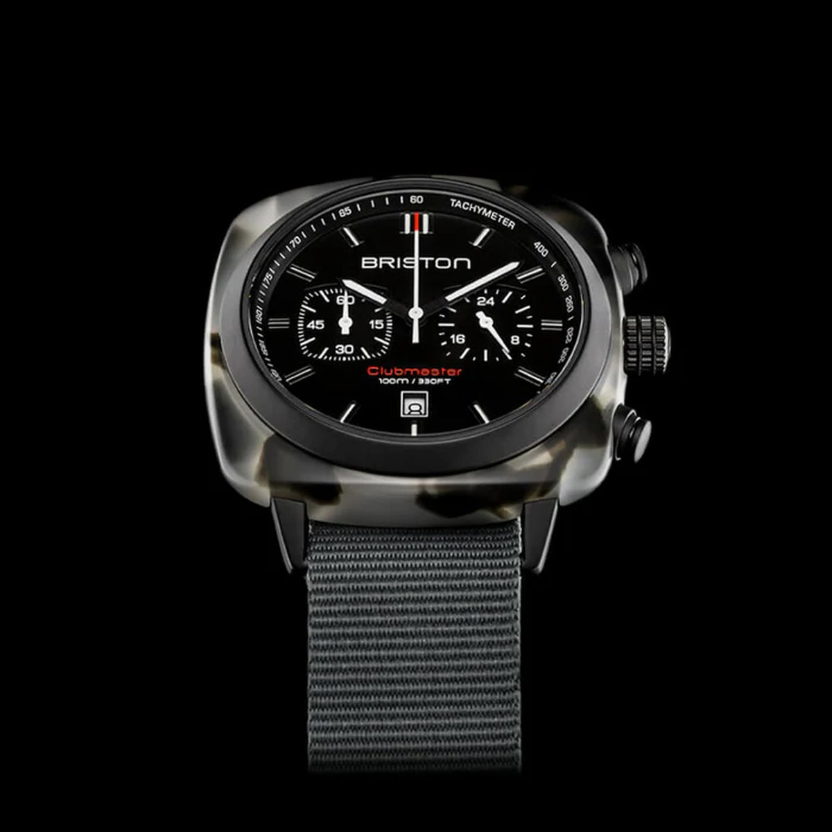 Clubmaster Sport Men Quartz Black Dial Chronograph NATO Watch 18142.PBAM.GTS.3.NG