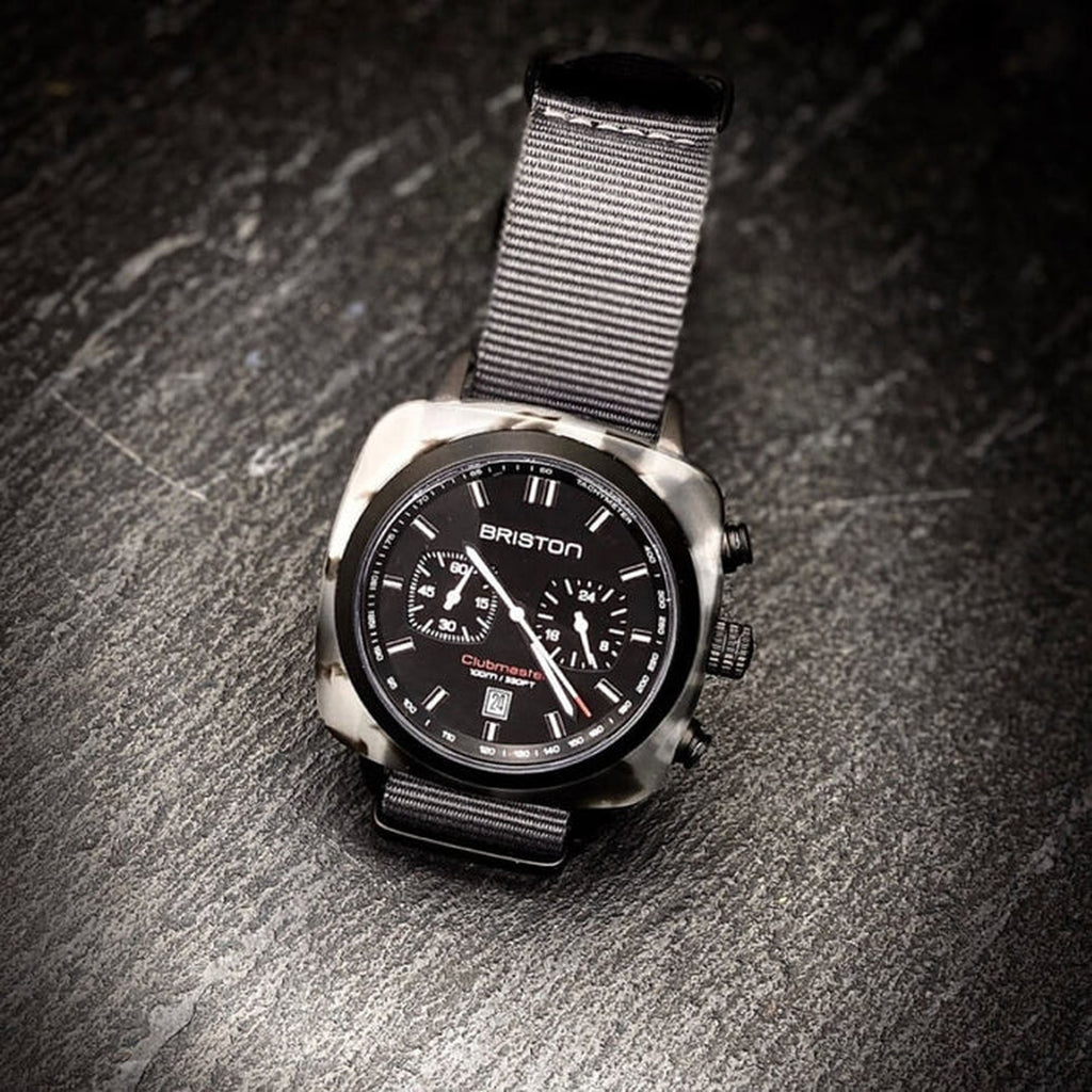 Clubmaster Sport Men Quartz Black Dial Chronograph NATO Watch 18142.PBAM.GTS.3.NG