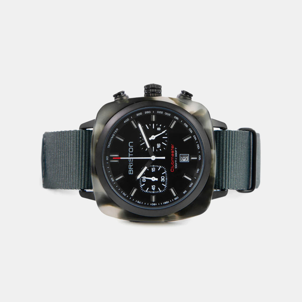 Clubmaster Sport Men Quartz Black Dial Chronograph NATO Watch 18142.PBAM.GTS.3.NG