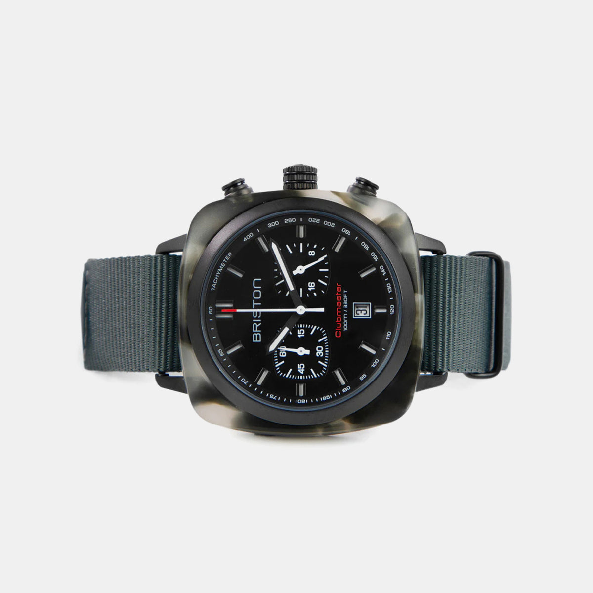 Clubmaster Sport Men Quartz Black Dial Chronograph NATO Watch 18142.PBAM.GTS.3.NG