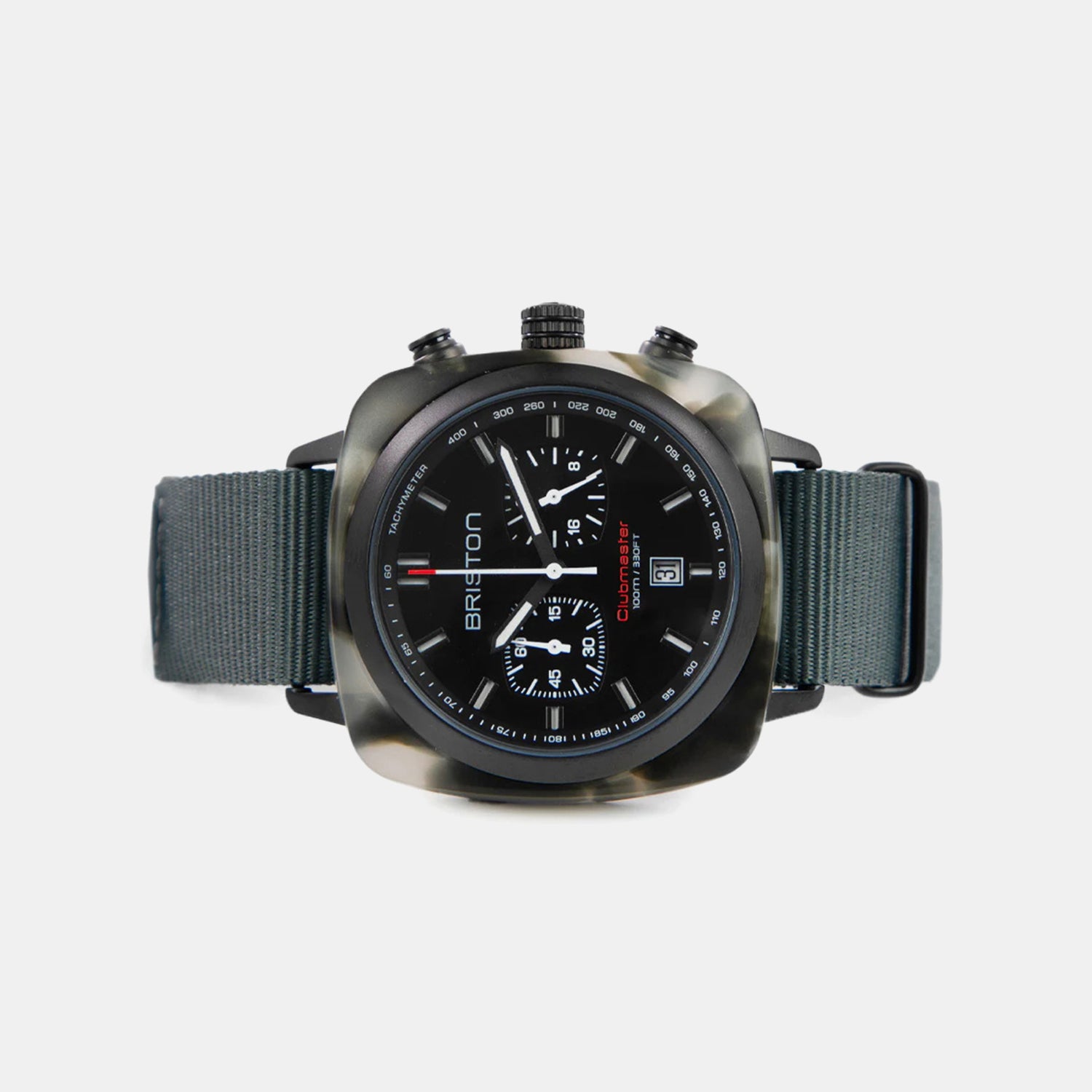 Clubmaster Sport Men Quartz Black Dial Chronograph NATO Watch 18142.PBAM.GTS.3.NG