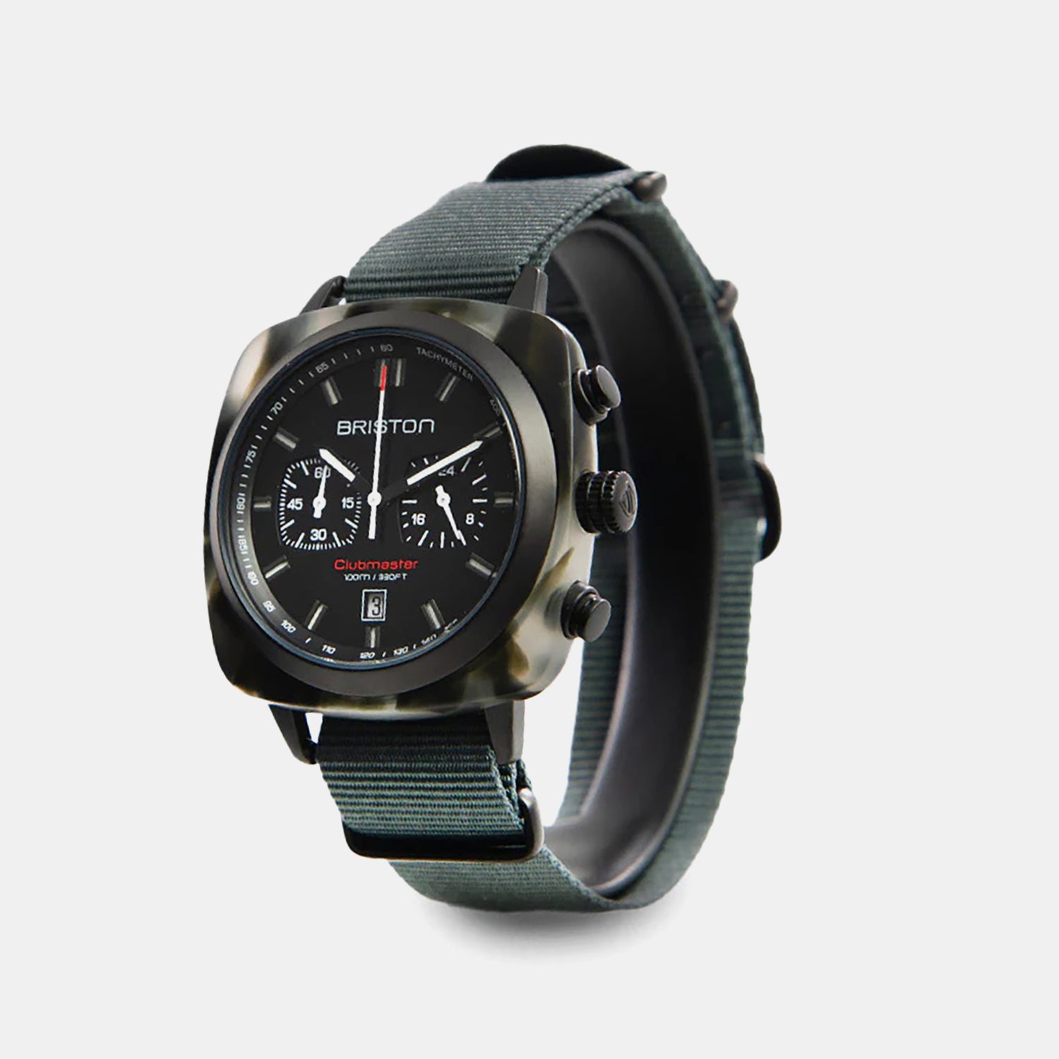 Clubmaster Sport Men Quartz Black Dial Chronograph NATO Watch 18142.PBAM.GTS.3.NG