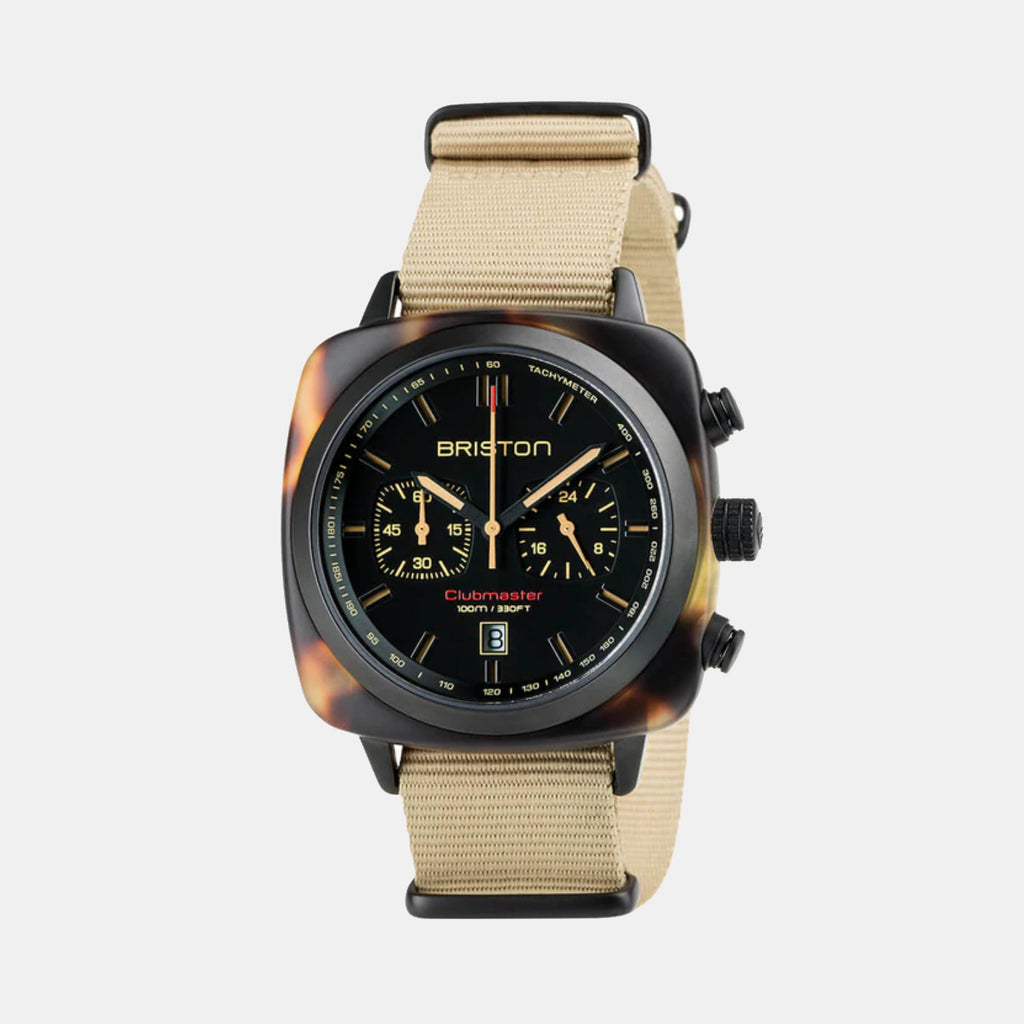 Briston Clubmaster Sport Men Quartz Matt Black Dial Chronograph Nato Watch 18142.PBAM.TSS.5.NK-1