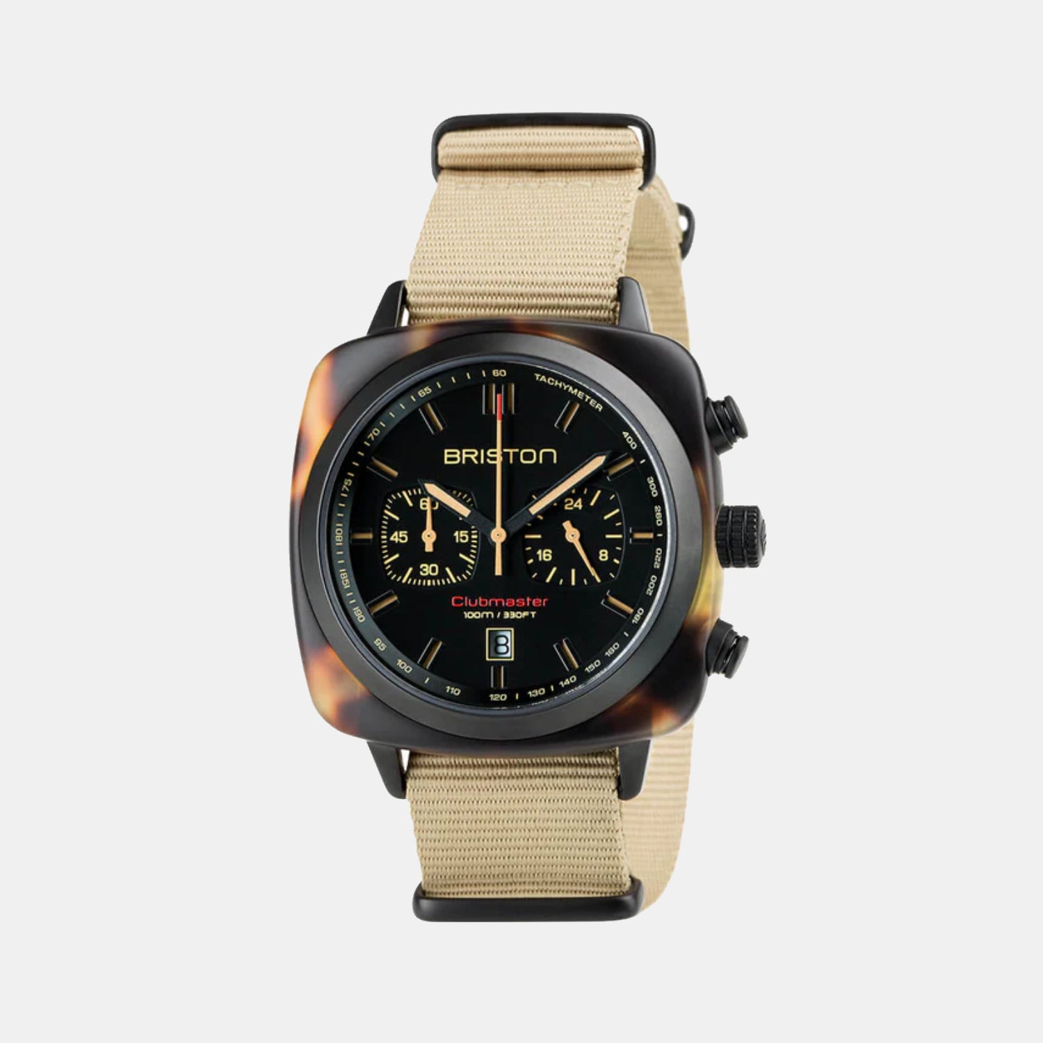 Clubmaster Sport Men Quartz Black Dial Chronograph Nato Watch 18142.PBAMTSS.5.NK