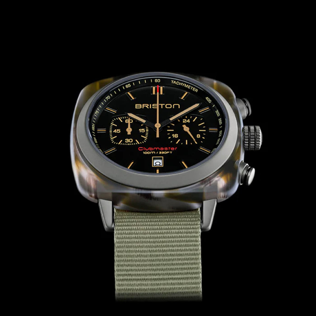 Clubmaster Sport Men Quartz Black Dial Chronograph NATO Watch 18142.PKAM.TJS.19.NJ