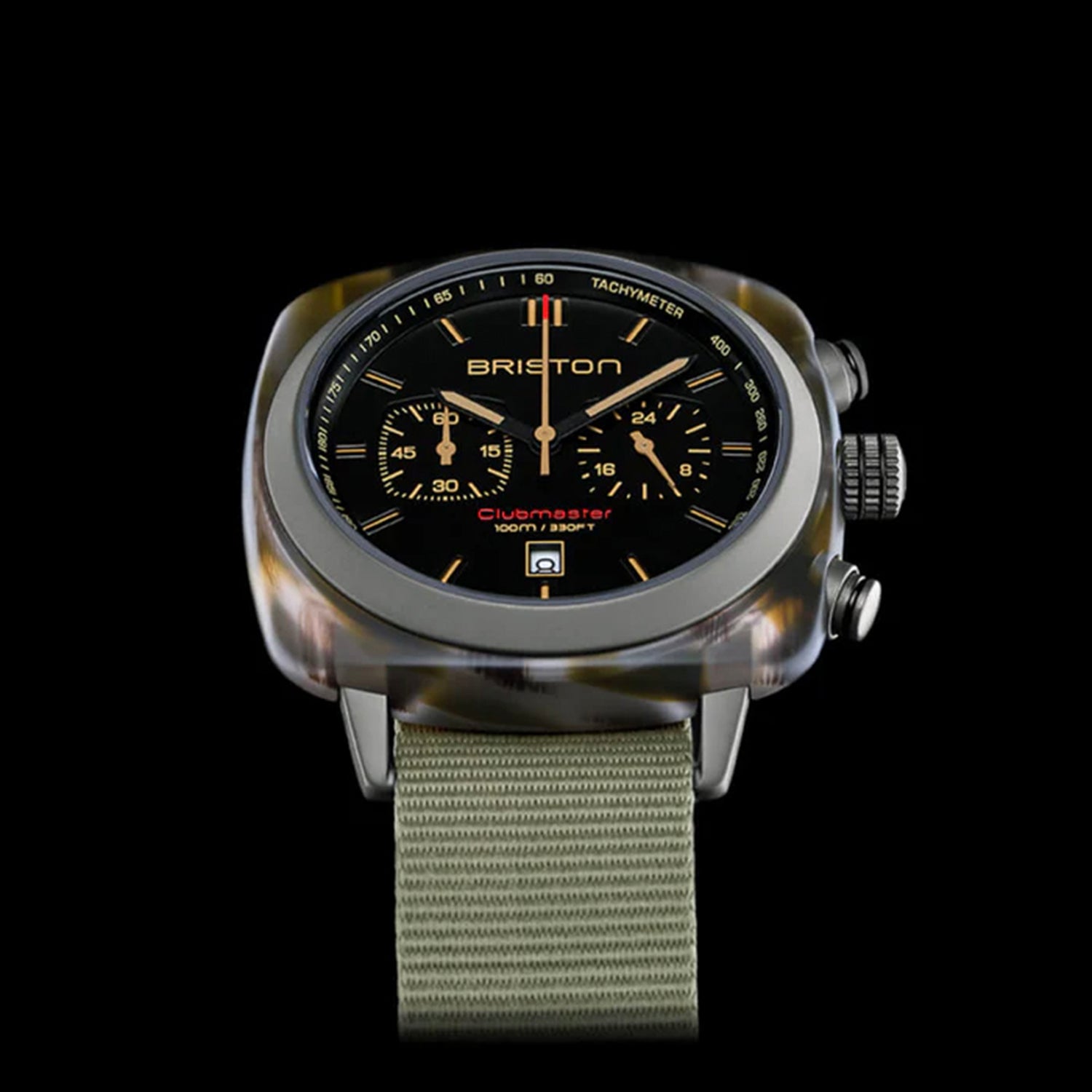 Clubmaster Sport Men Quartz Black Matt Dial Chronograph NATO Watch 18142.PKAM.TJS.19.NJ