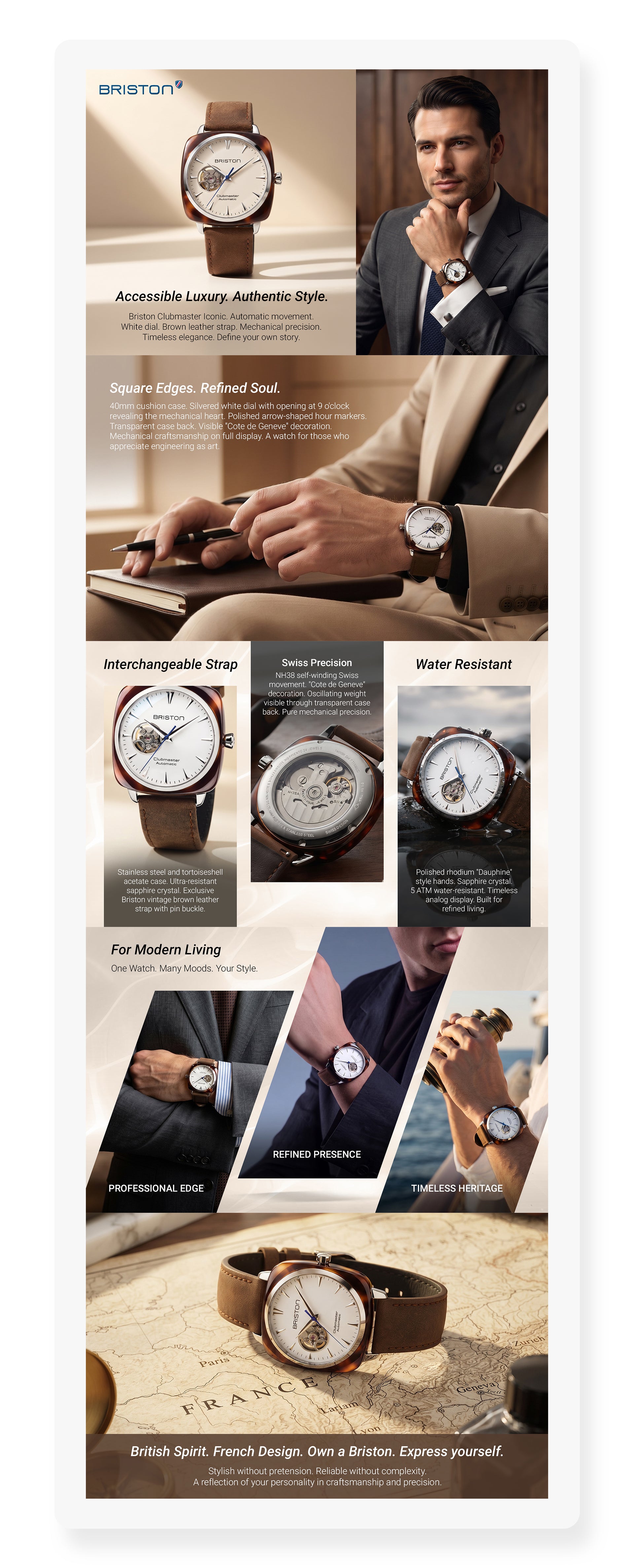 Clubmaster Iconic Men Automatic White Dial Analog Leather Watch 18740.SA.TI.2.LVBR